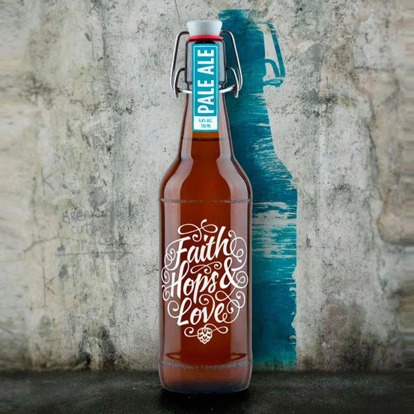 Faith Hops Love Beer Bottle Packaging Design